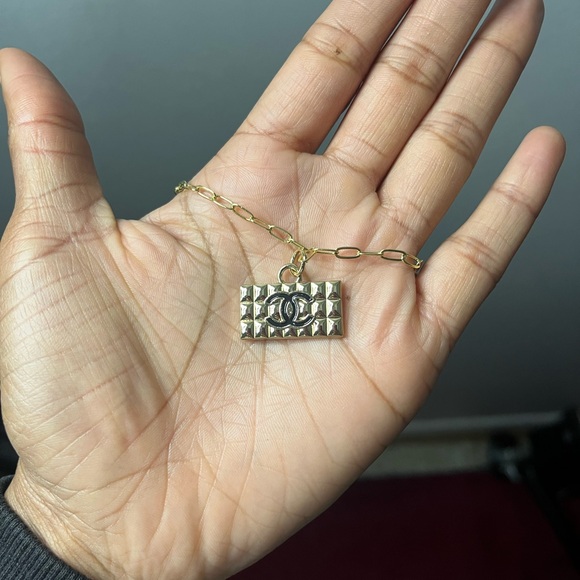 Authentic Upcycled Repurposed Pendant 18k Gold Plated Necklace - Picture 4 of 7